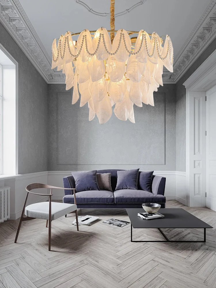 فاخر 3/4 طبقات الزجاج اللؤلؤ مُثبتة في السقف أضواء لغرفة المعيشة طاولة طعام الديكور تعليق الإنارة قاعة ديكور #1