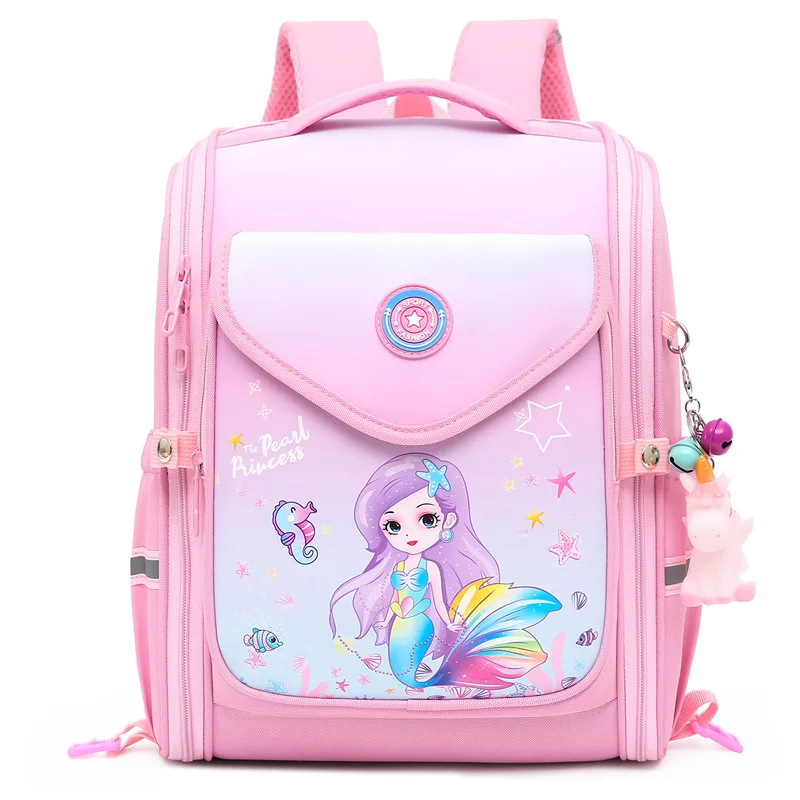 3D Orthopädische Schule Rucksäcke Für Mädchen Cartoon Meerjungfrau Wasserdichte Grundschule Taschen Kinder Satchel Rucksack Mochila Escolar