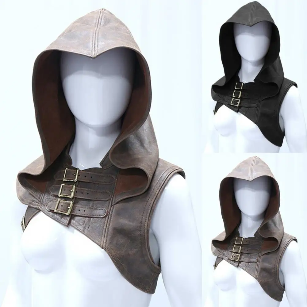 Hat  Casual Sleeveless Buckles Hooded Shawl Men Women Cowl Hat Wear-resistance   for Cosplay