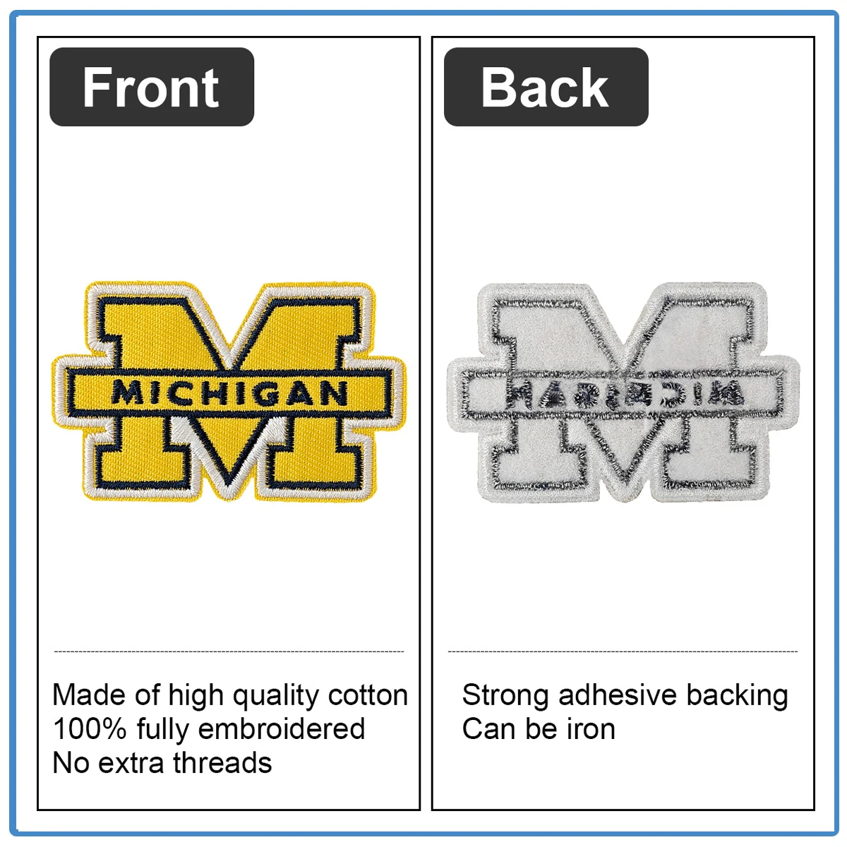 10pcs Michigan Iron on Embroidered Patch M Letter Iron on Appliques 8Pcs Texas Iron on Patch for Clothes, Hats, Bags etc.