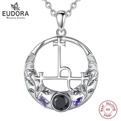 여성을위한 Eudora 925 스털링 실버 Lilith Sigil 목걸이 남자 빈티지 악마 Lilith Moon Seal 펜던트 성격 보석 선물