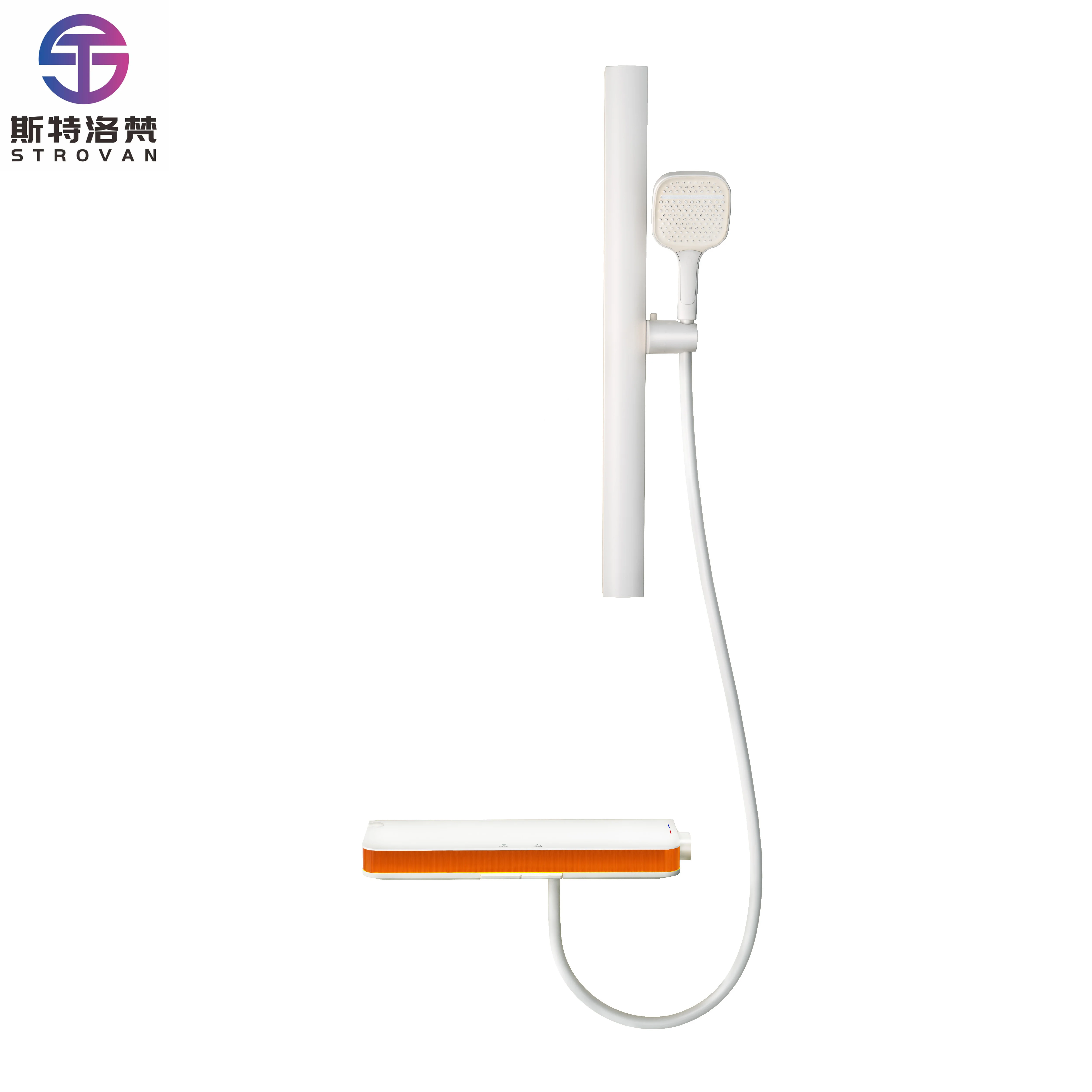 

Smart Digital Display Bath Shower Faucets Rain Spray Chrome Brushed for Hotel Projects Small Apartments Ambient Light Soft Brass