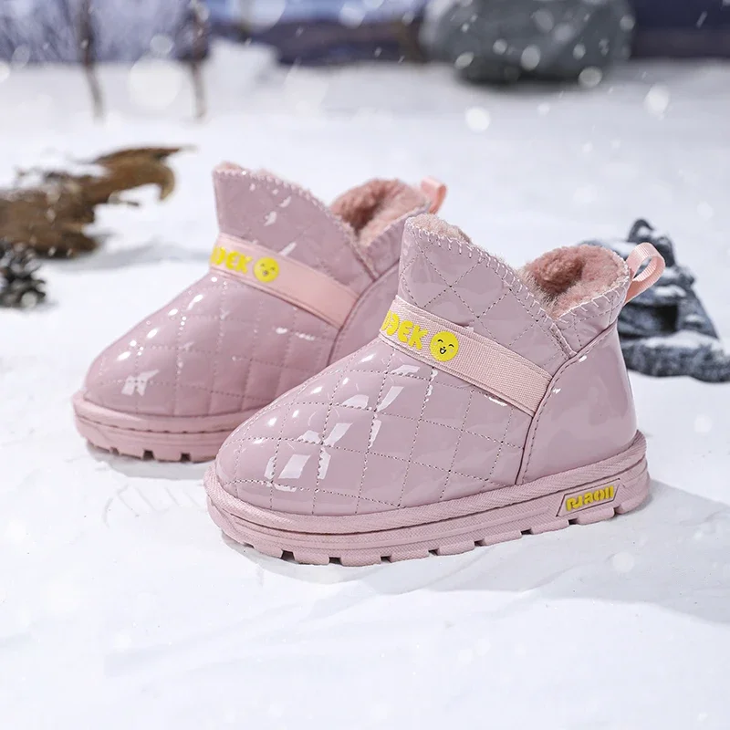 Children's snow boots size 26-37 girls 2024 winter velvet warm cotton shoes waterproof boys anti-slip short 