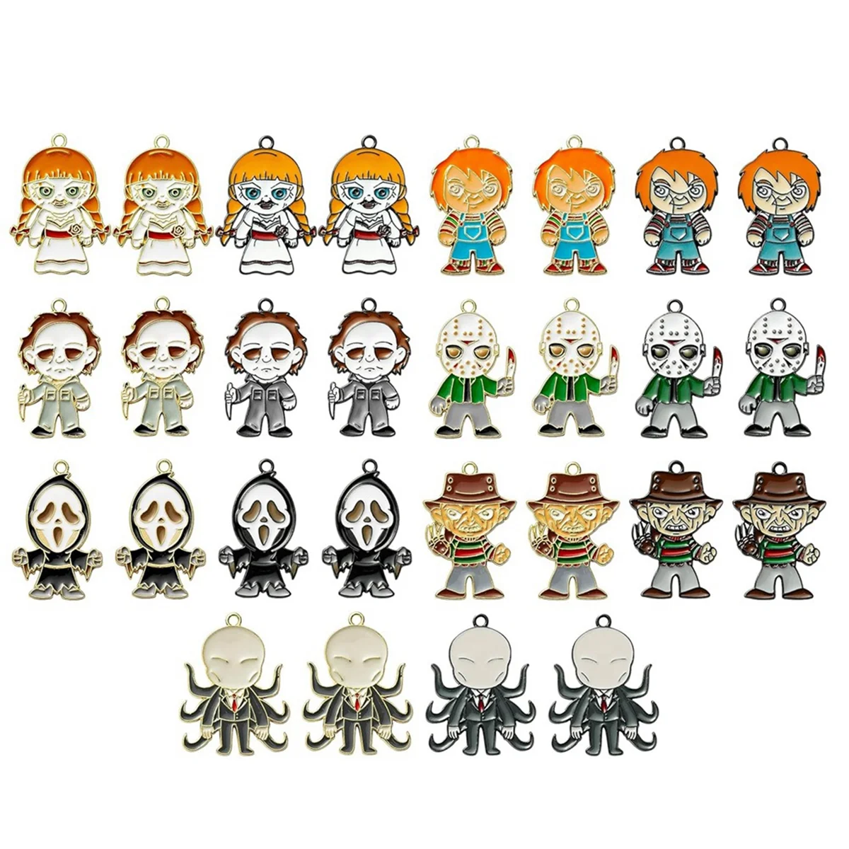 28Pcs Horror Classic Movie Character Charms Halloween Enamel Pendants, Horror Alloy Charm Pendant for Jewelry Making HOT