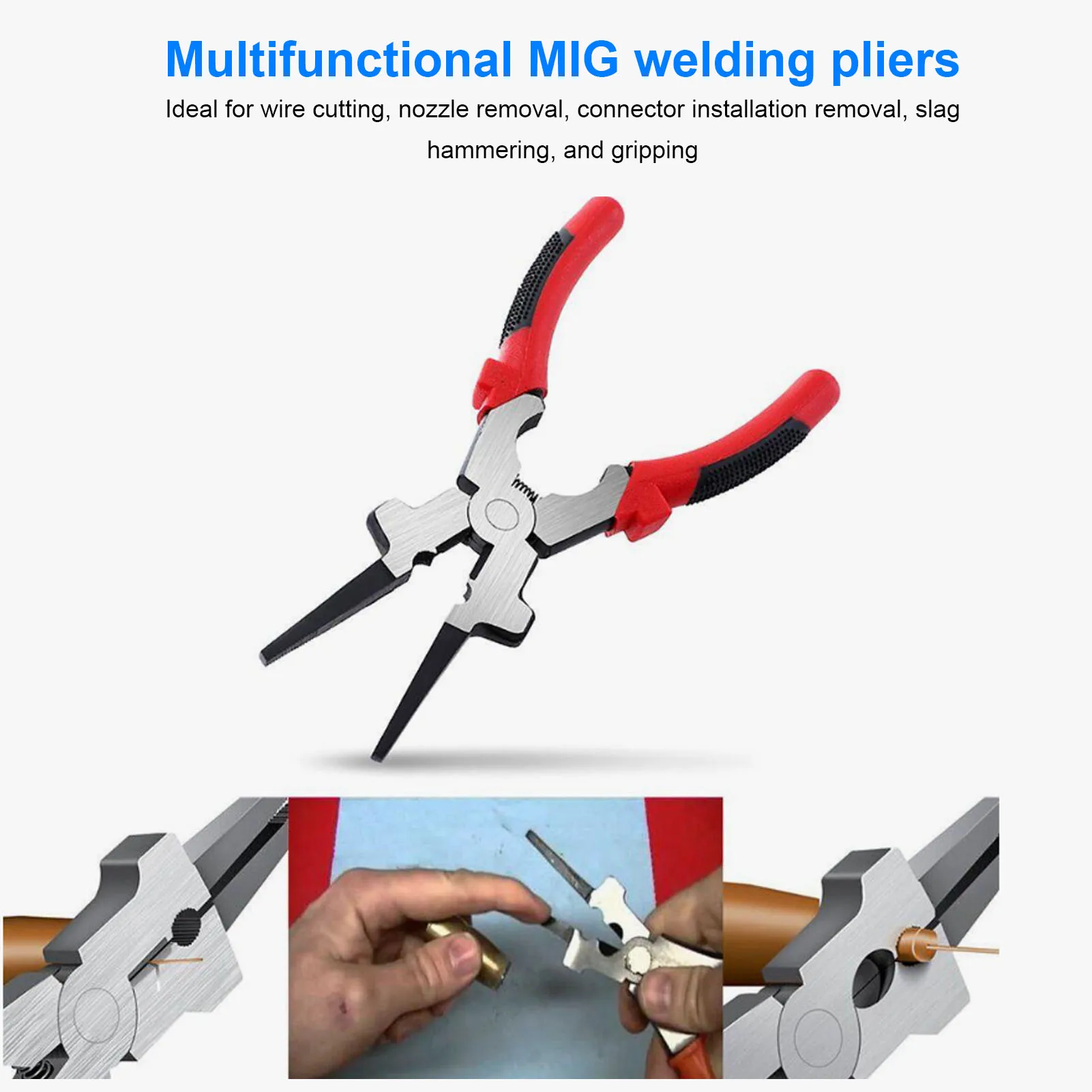 

8 Inch MIG Pliers Multifunctional High Carbon Steel Welding Pliers Ergonomic Antislip Handle for Professional Welding