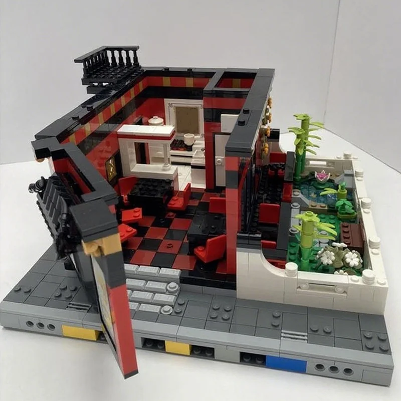 2174 elementy MOC Chińska Restauracja Złoty Model Klocki Konstrukcyjne Architektura Prezent Świąteczny DIY Kreatywna Zabawka Klocki Urodzinowy Prezent dla Dzieci