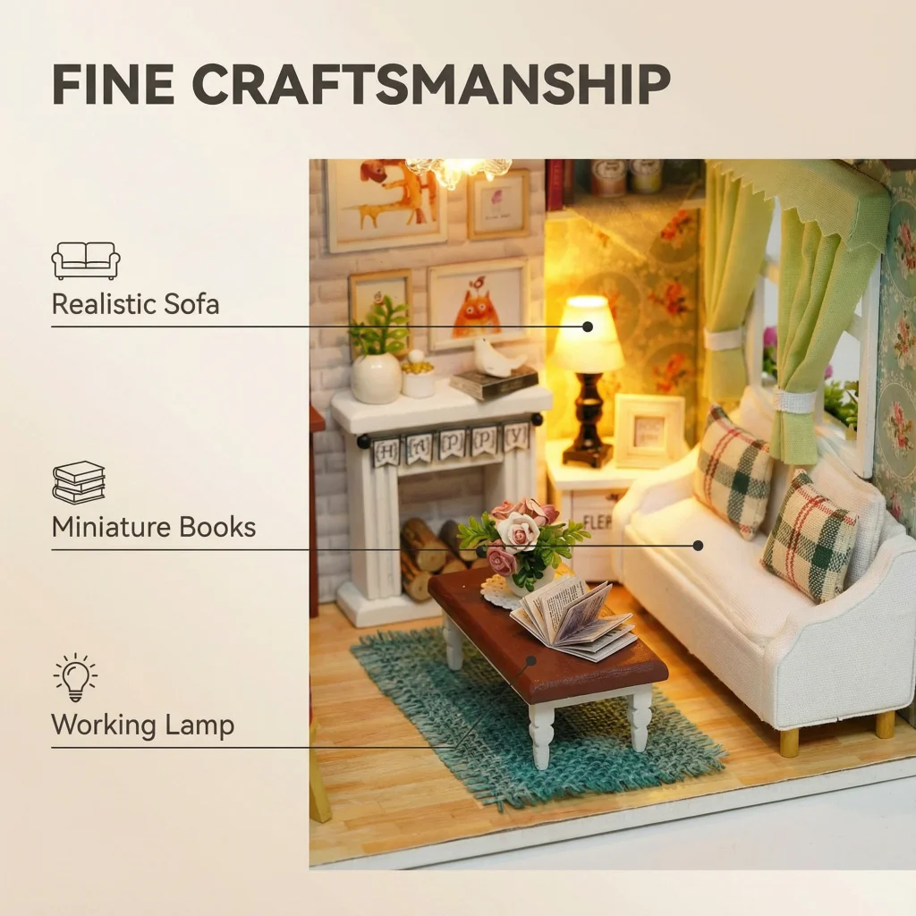 OUZEY ثلاثية الأبعاد خشبية لتقوم بها بنفسك "الأيام القديمة الجيدة" مجموعة نماذج منزلية-مبتكرة مصغرة خمر غرفة الحرفية للمراهقين الكبار ديكور المنزل هدية #3