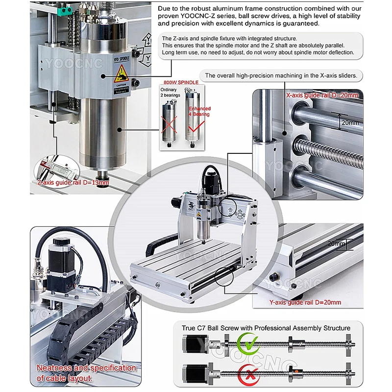 Mini CNC Router 4030Z 3040 Engraver Desktop Engraving Machine 1500W 800W For Wooden Metal Milling Machine