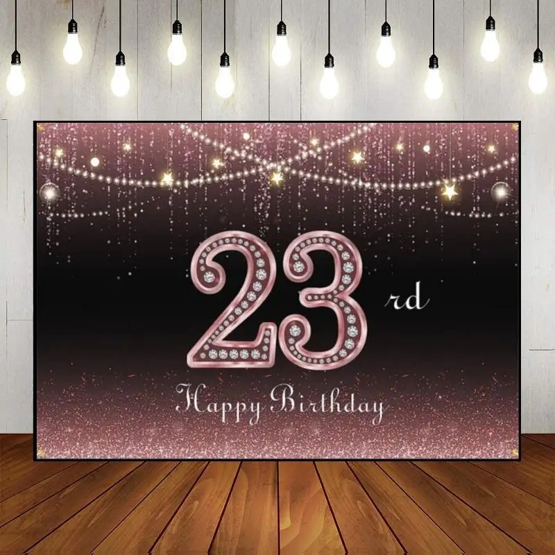 Happy 21/22/23/24/25th Birthday Custom Backdrop Girl Background Boy or Balloon Decoration Gender Reveal Party Banner Photo Game