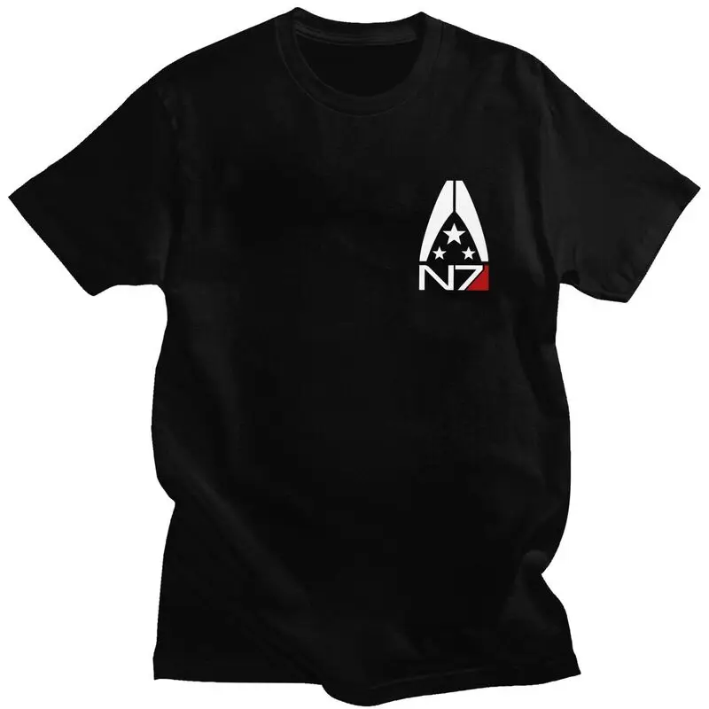 Custom Mass Effect Alliance N7 Logo Tshirts for Men Short Sleeve T Shirt T-shirt Slim Fit 100% Cotton Tee Gift