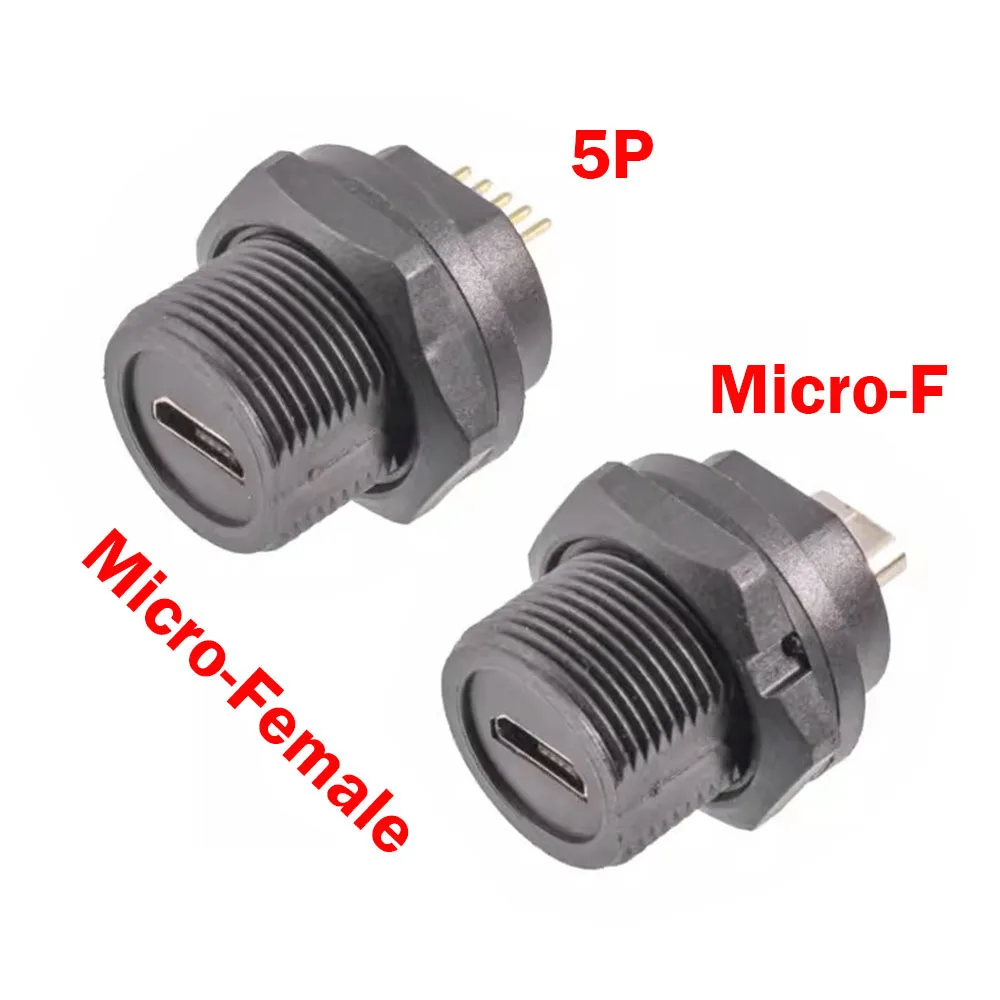 

1pcs Threaded Waterproof MICRO USB Connector Micro5P Plug and Socket PCB Panel Type 0.5A Power Socket Data Port