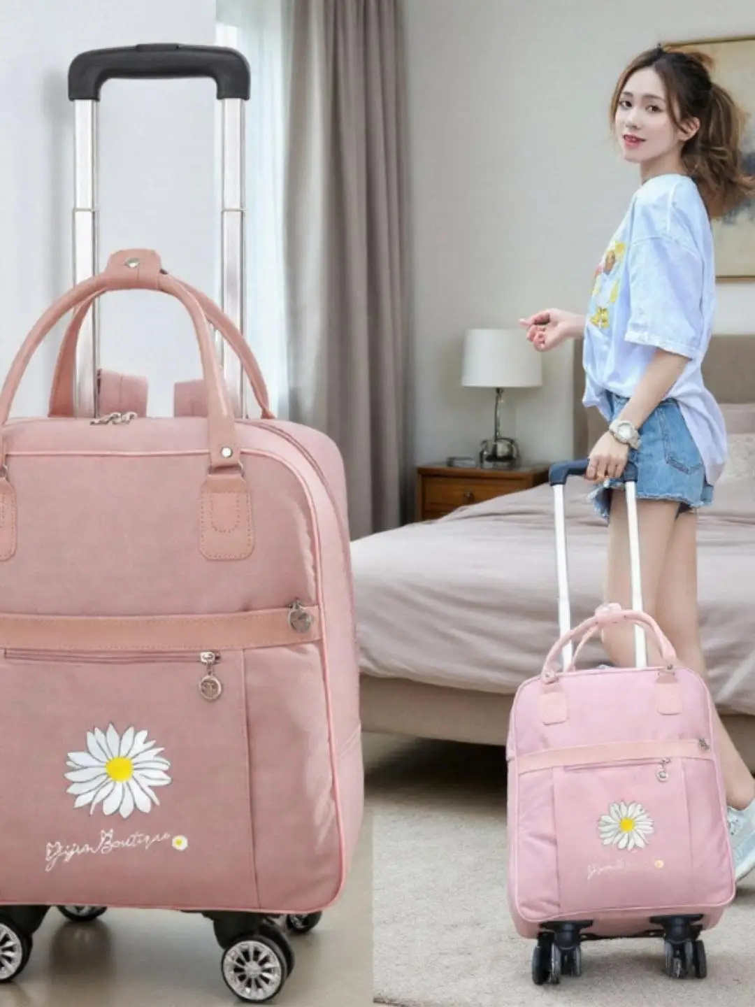 

Large Capaci Lightweight Travel Bag Women's Bapa Double oulder Bag with Silent Universal Wheels Waterproof Lage Bag