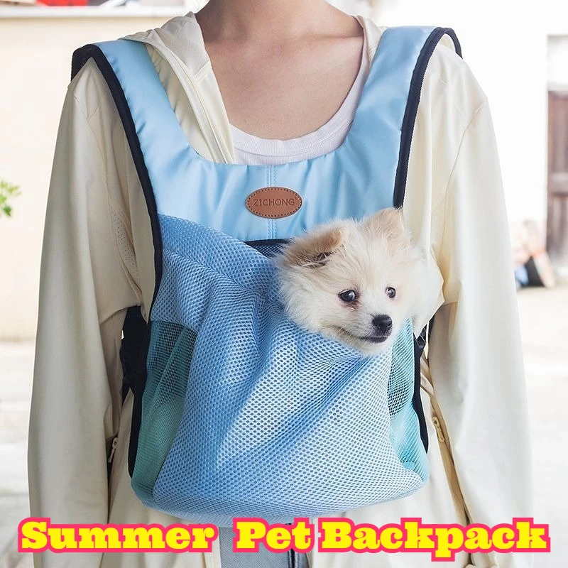 

Summer Portable Pet Backpack Small Dog Carrier Mesh Breathable Kitten Travel Bag Lightweight Outdoor Pet Shoulder Bag Compact