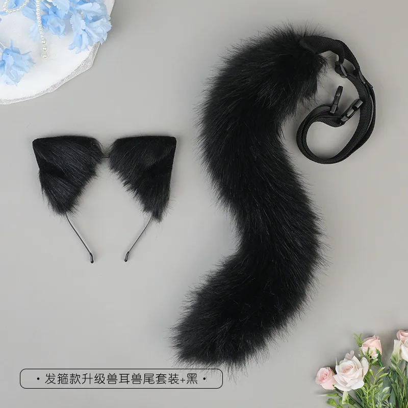 Anime raposa cauda e headwear conjunto feminino meninas festa cosplay adereços lolita raposa orelha cauda de pelúcia animais estilo bandana cauda dia das bruxas