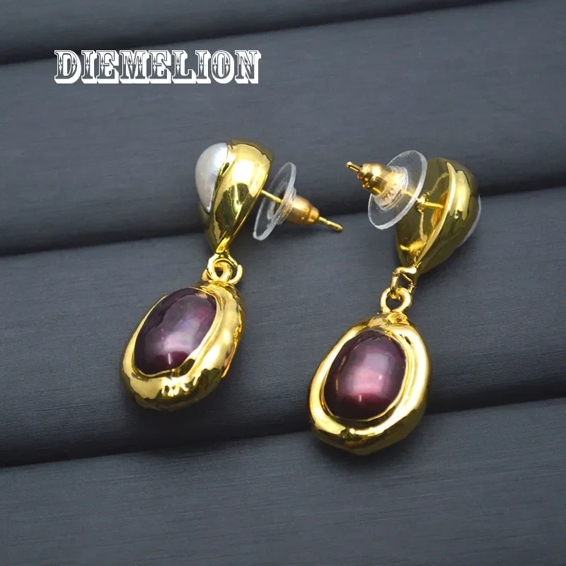 

Висячие серьги из 100% натурального пресноводного жемчуга, позолоченные 18 карат, винтажные винно-красные жемчужные женские серьги-гвоздики, подарок матери