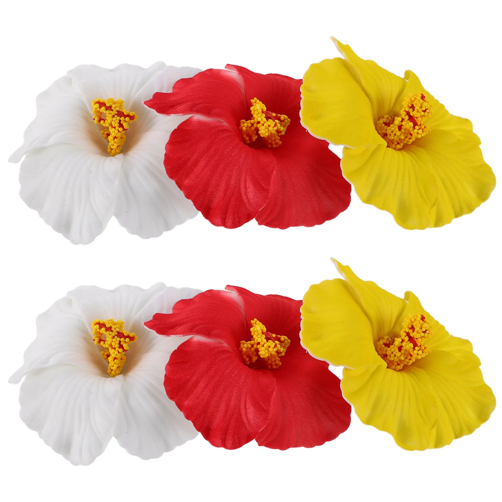 

6pcs Hawaiian Flower Clips For Women Artificial Floral Hairpin Boho Barrettes Summer Beach Party Accessories Lightweight