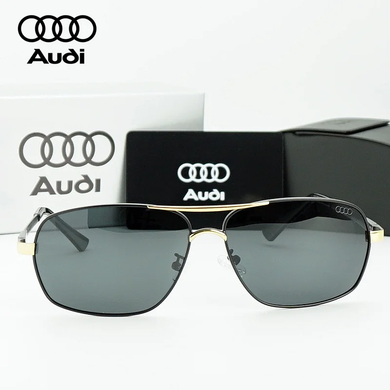 

High Quality AUDI Genuine Sunglasses for Men Fashion Polarized Driving Eyewear Metal Frame Pilot Sun Glasses Original Box