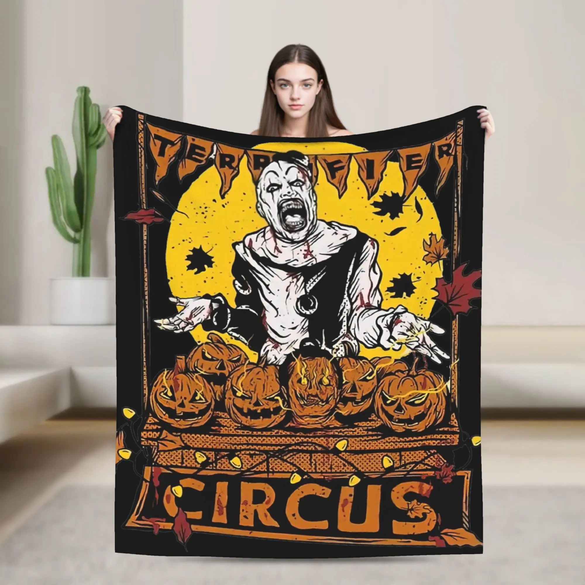 Retro Terrifier Circus Clown  Blankets Coral Fleece Plush Halloween Film Portable Lightweight Throw Blanket for Bed Couch Quilt