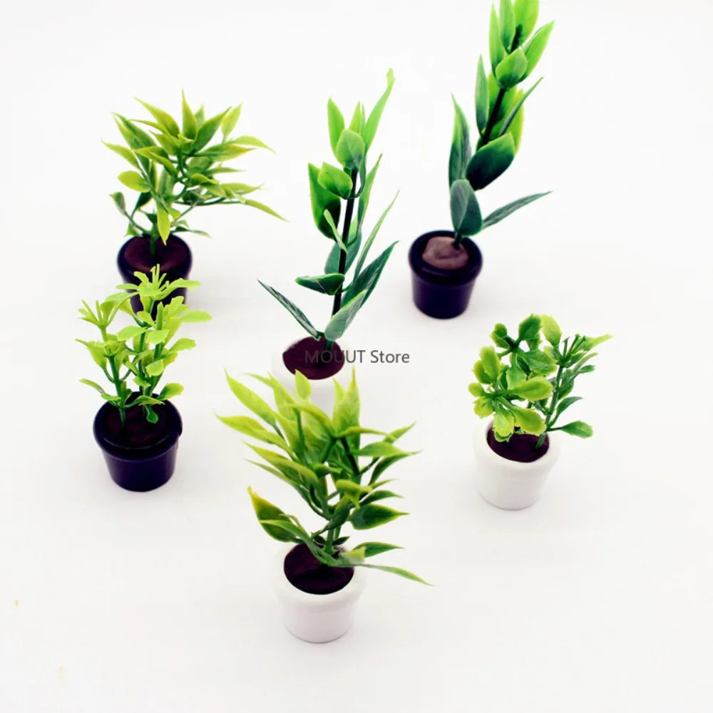 Miniature Mini Tree Potted for Green Plant in Pot Dollhouse Furniture Home Decor Simulation Potted Plants
