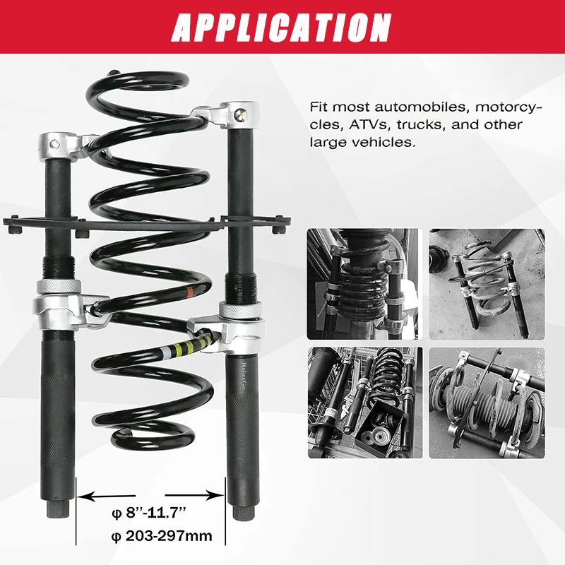 Coil Strut Spring Compressor Tool Set Automotive 3 pcs Heavy Duty Macpherson with Safety Bracket for Car Truck ATV UTV, 2200 LB