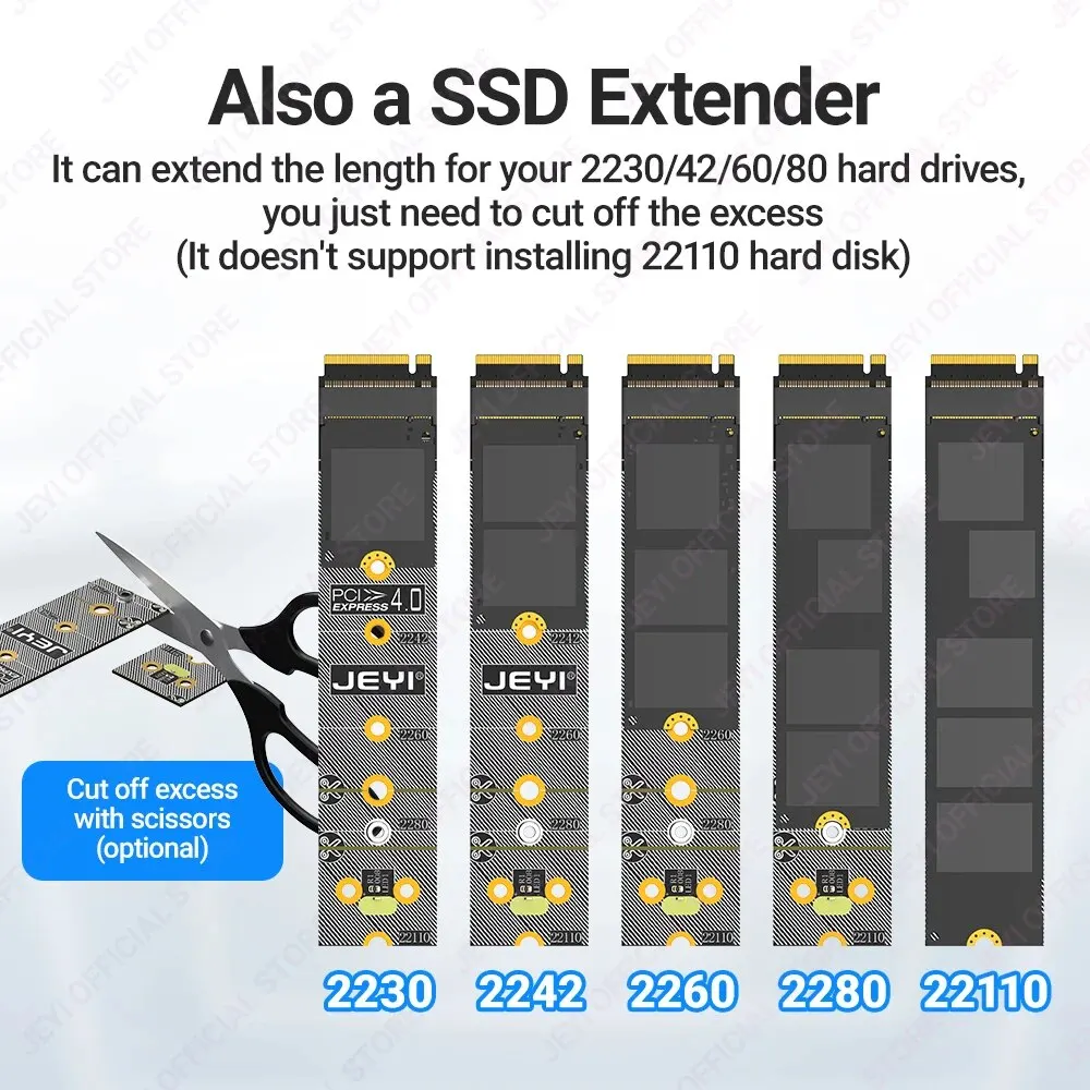 JEYI M.2 NVMe SATA Protection PCB Board Converter PCIe 4.0 Solid State Drive Protector Adapter Support 2280 Lengthened to 22110