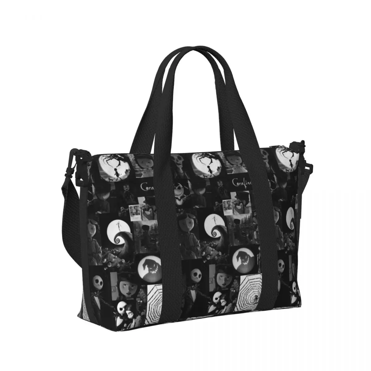 Custom Halloween The Nightmare Before Christmas Grocery Tote Shopping Bag  Large Capacity Jack Skellington Gym Beach Travel Bags