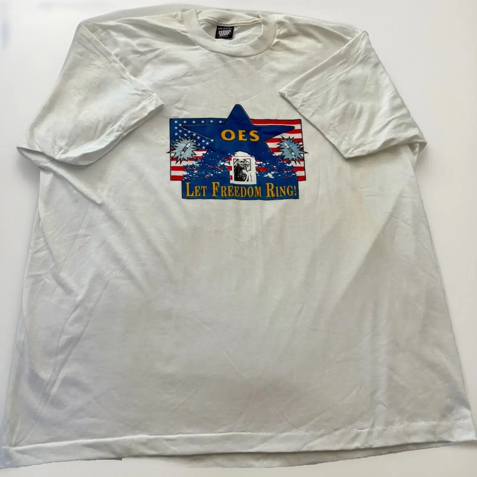 Vintage Masonic Let Freedom Ring OES T Shirt 3XL Eastern Stars RARE vintage Washed Stretched Unisex Breathable