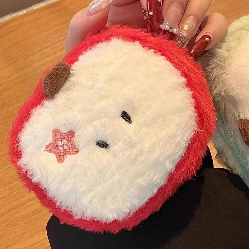 Kawaii الكرتون البسيطة التفاح أفخم صفر المحفظة لطيف التفاح الأحمر الفاكهة محفظة نسائية للعملات المعدنية الاطفال المحفظة سماعة مفتاح حقيبة التخزين فتاة الهدايا #5