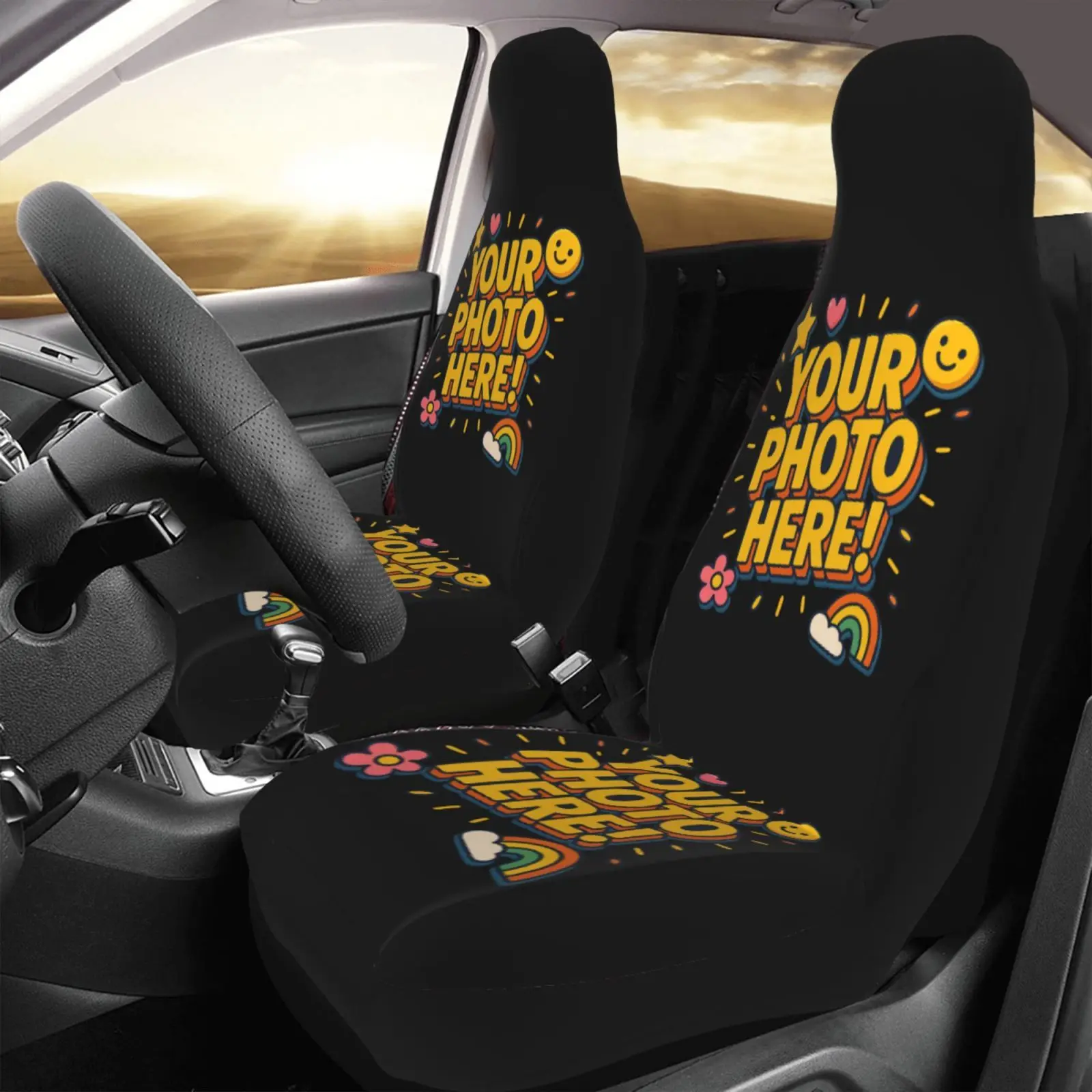 1pc/2pcs, Customizable Car Seat Decoration Set, Suitable For Most Models, New Year, Birthday Holiday Car Decoration Seat Cover G