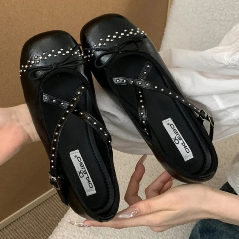 retro-rivet-round-toe-sports-ballet-flats-women-fashion-cross-belt-buckle-mary-jane-shoes-comfort-soft-leather-designer-shoes