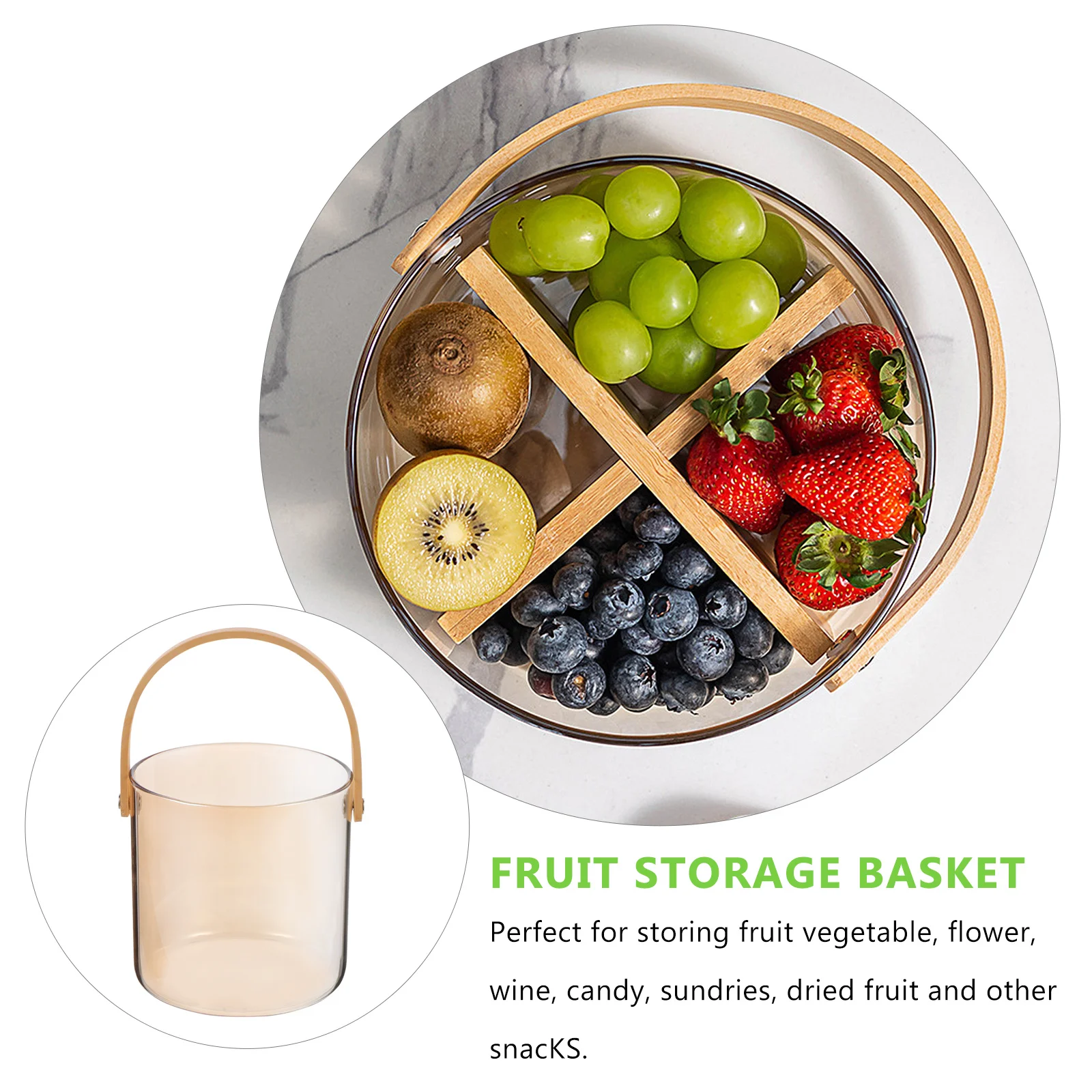 

1Pcs Glass Fruit Storage Basket Multi-Use Wine Snacks Bucket Portable Home Decoration Glass Storage Basket Fruit Bucket