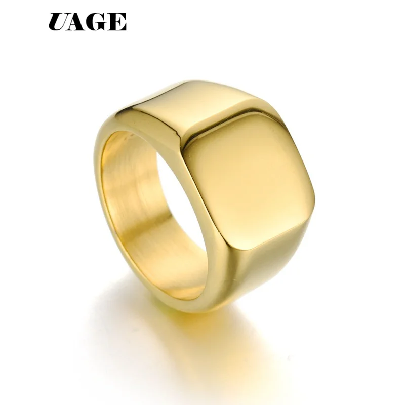UAGE Fashion 14mm Glossy bright wedding ring for men male naver fade stainless steel engagement Rings Jewelry Wholesale