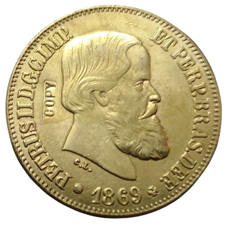 1869 Brazil 20 Reis -Pedro II Bronze Copy Coin