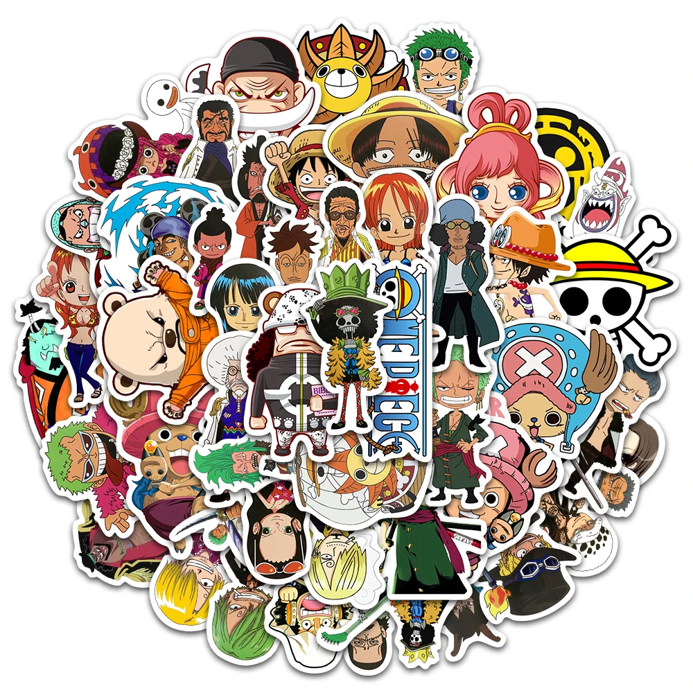 100pcs One Piece Anime Stickers toy Cartoon Water Cup Skateboard Hand Account DIY Sticker Cute Phone Case Waterproof Laptop Skin