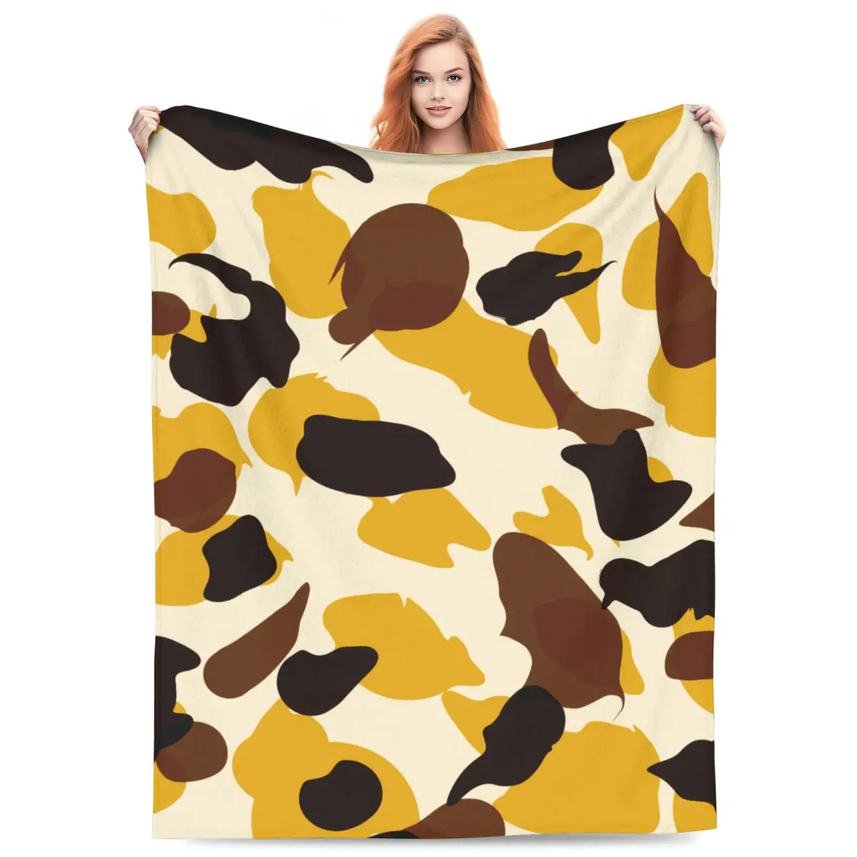 Camouflage Blanket Fleece Sofa Throw Blanket Lightweight for Home Bedroom Travel Throws Bedspread Quilt