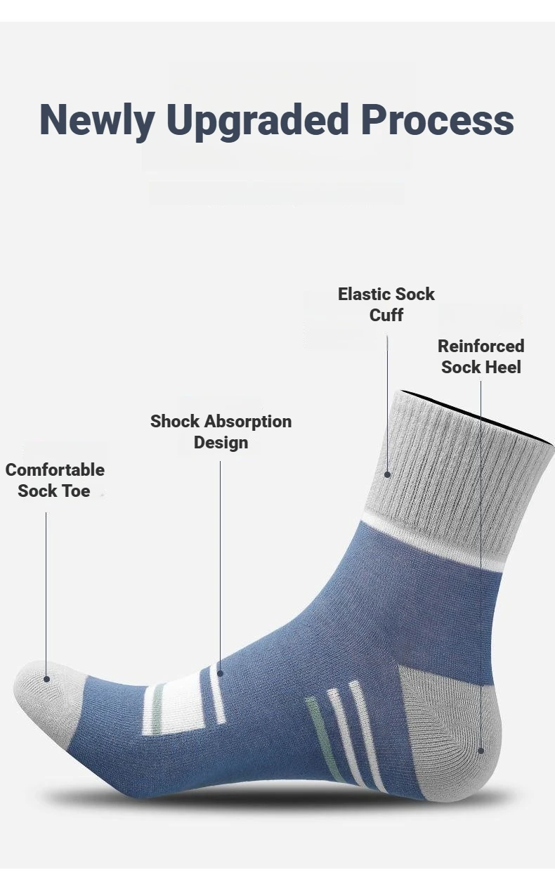 5 Paar Herren-Socken, mittelhohe, dünne, atmungsaktive Socken für Frühling und Herbst, geeignet für Freizeitaktivitäten, Outdoor-Wanderungen, Basketball und den täglichen Sport. – Detail 4