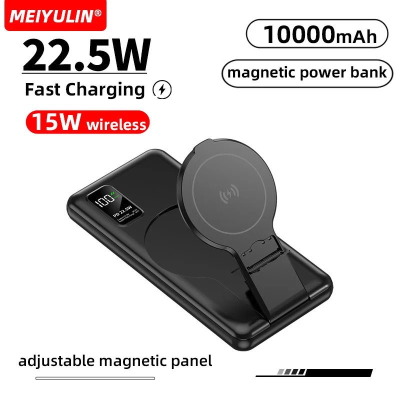 

Magnetic Wireless Power Bank 10000mAh Portable USB C External Spare Battery 22.5W Fast Charger For Macsafe iPhone Samsung Xiaomi