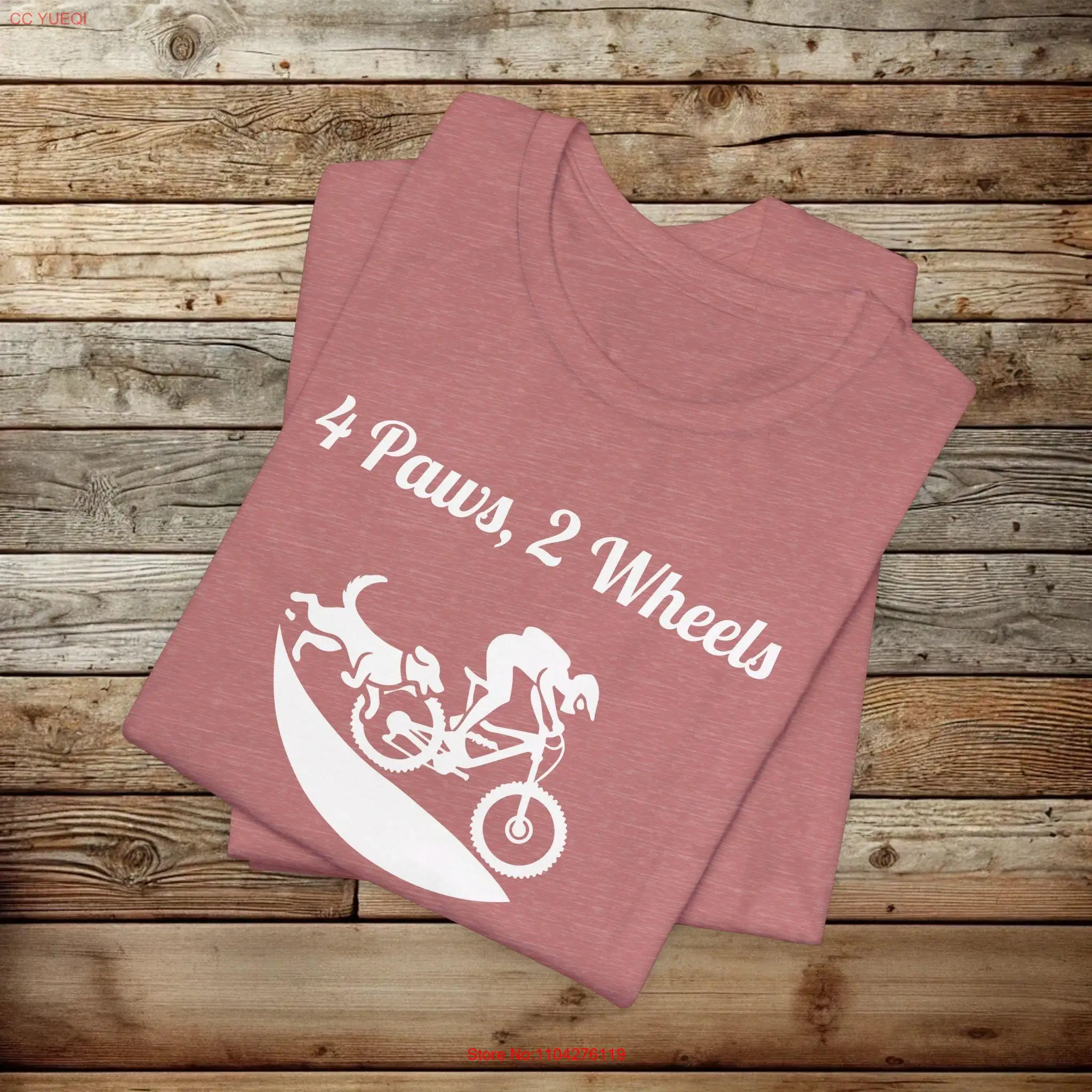 4 Paws 2 Wheels One Wild Ride Mountain bike T Shirt Dog Lover long or short sleeves