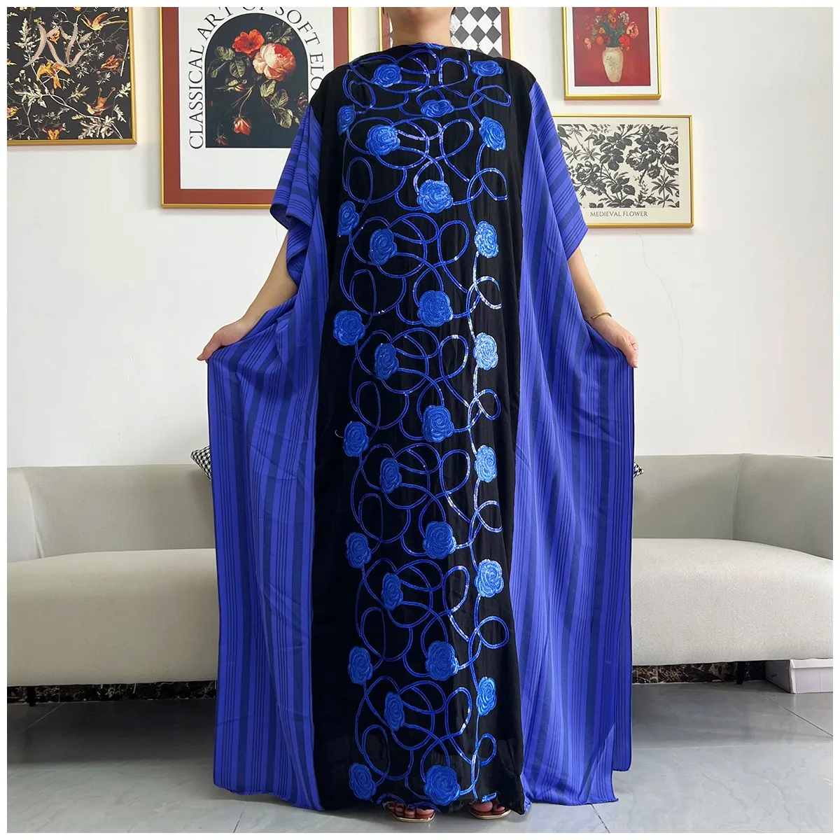 Robe musulmane brodée de paillettes noires pour femmes africaines, pull de Dubaï, décontracté et confortable, dernière arrivée, HP-73, 2024