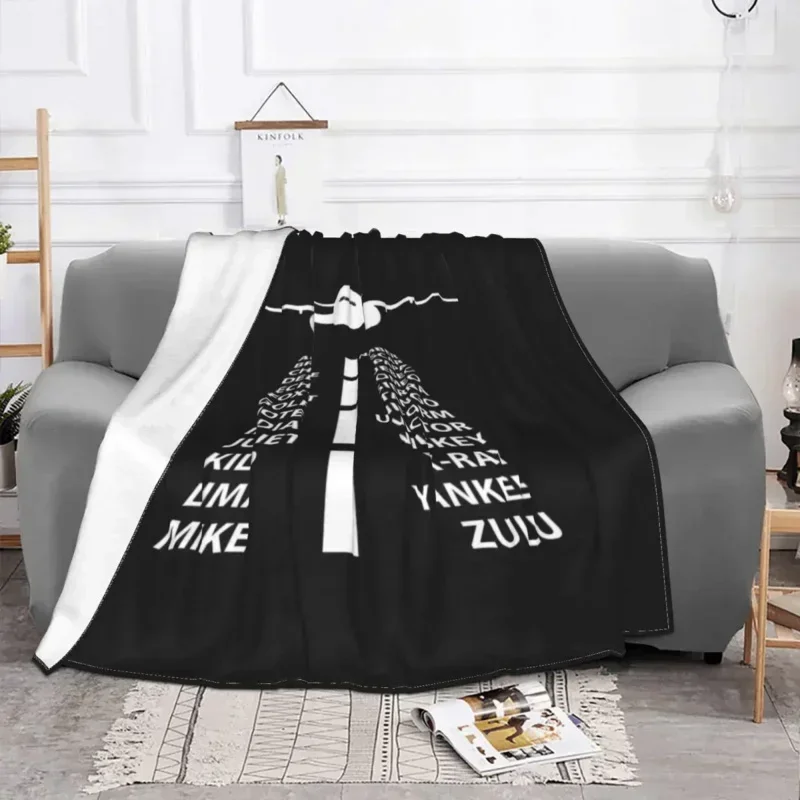 Phonetic Alphabet Pilot Airplane Aviation Gift Blankets Warm Flannel Aviator Air Fighter Throw Blanket for Bed Couch Bedsprea@0￥