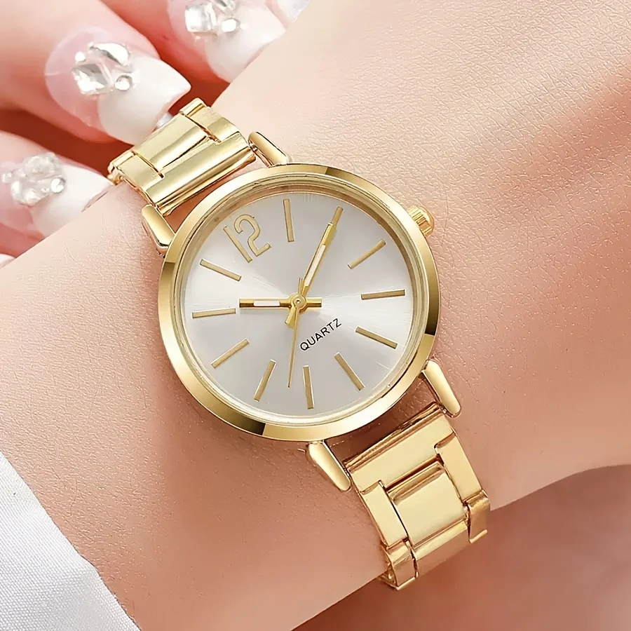

Digital Disc Women's Watch 6pcs Set Gold Silver Alloy Watch+Water Drop Jewelry Versatile Gift