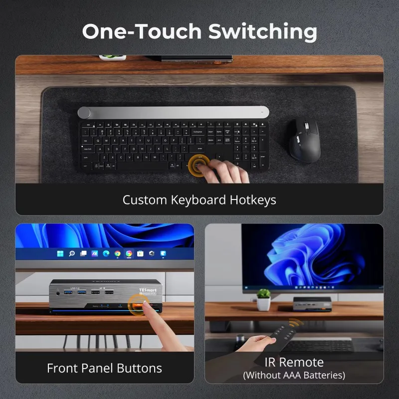TESmart DP 1.4 Dual 8K 60Hz KVM Switch para 2 PCs e 2 monitores Suporte Drag-and-Drop File Share Rede Gigabit integrada
