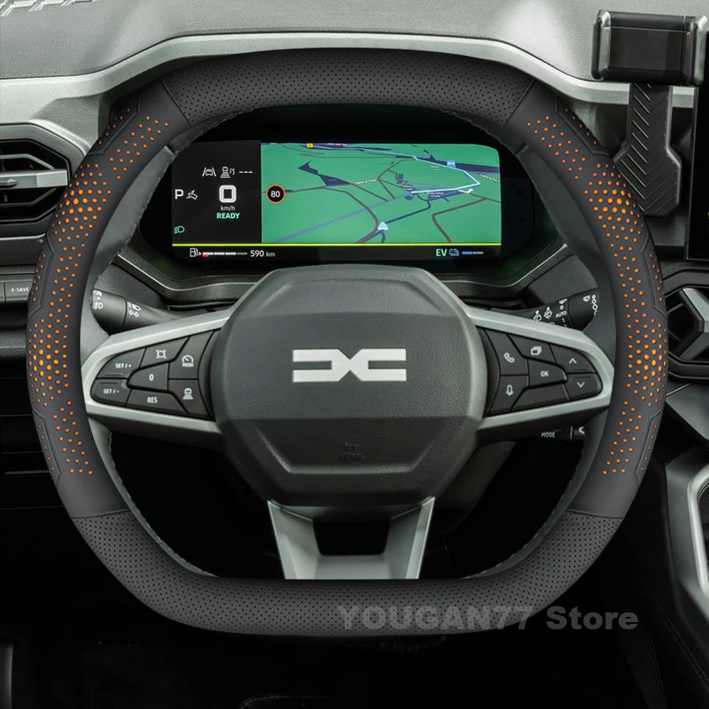 

Leather Car Steering Wheel Cover For New Dacia Bigster 2025 Double D-type Auto Steering Wheel Dacia Bigster Accessories