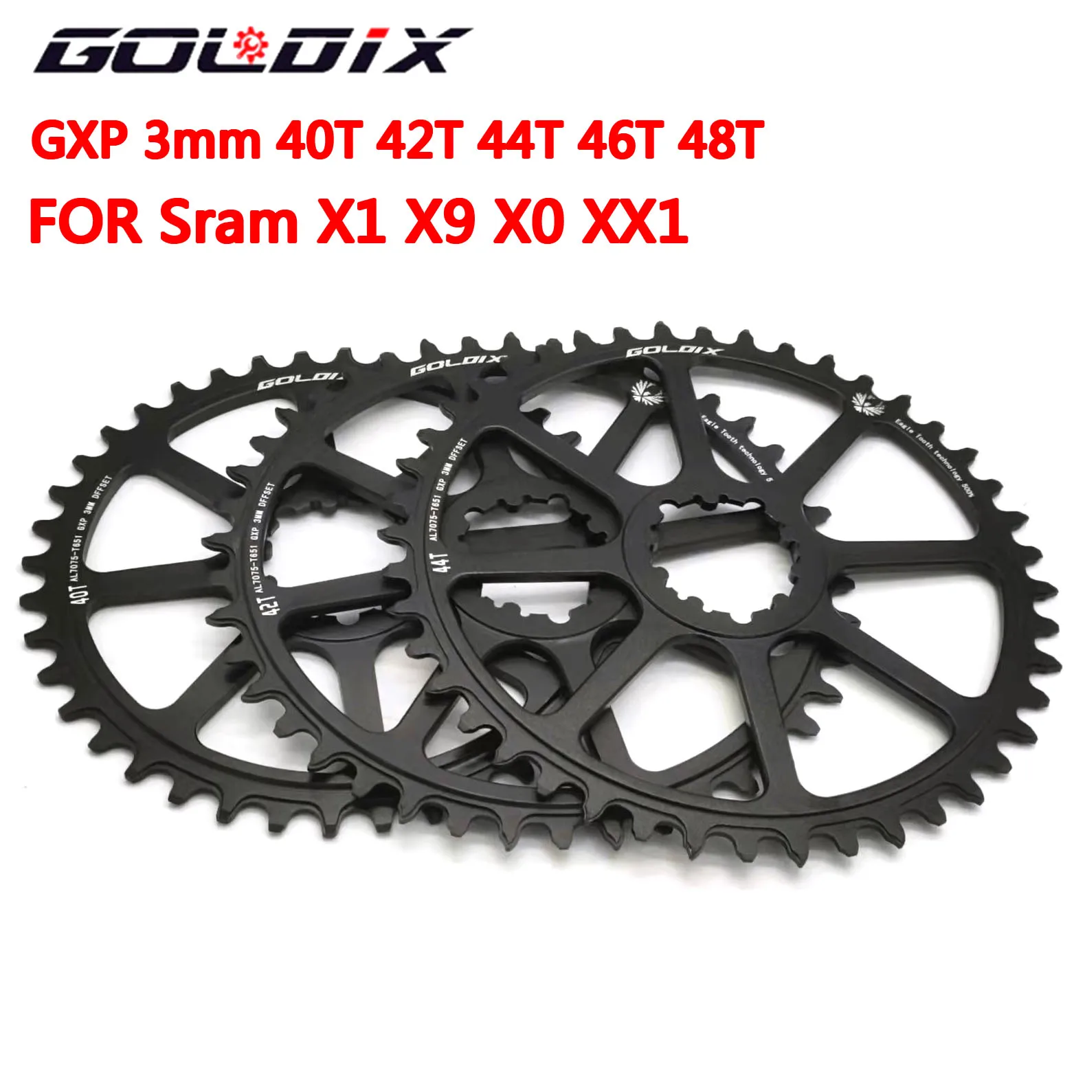 ForGXP Bicycle Chainring 3mm Offset 30T-48T MTB Narrow Wide Chainwheel for Sram 3 bolts XX1 GX X0 X9 crankset bike parts