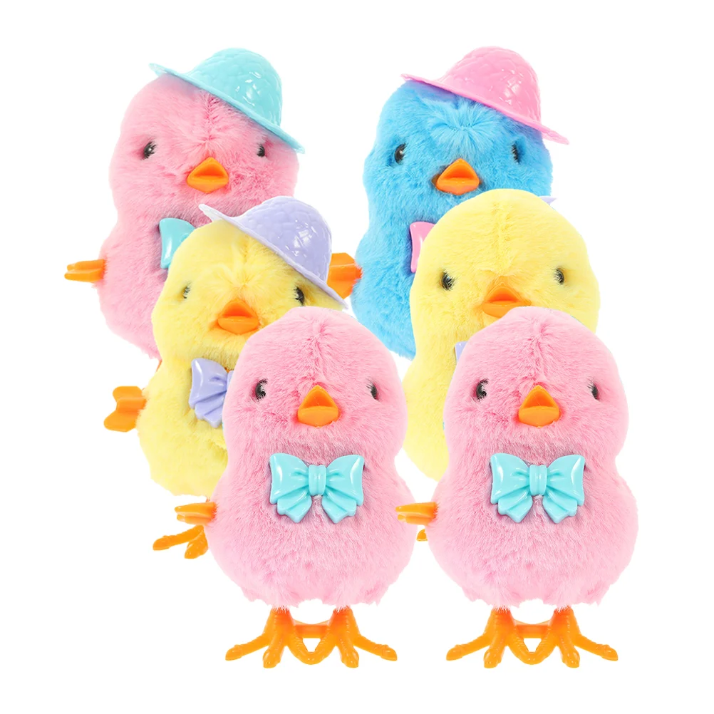 6 Pcs Clockwork Chicken Easter Basket Stuffer Windup Toys for Kids Top Hat Bulk Child