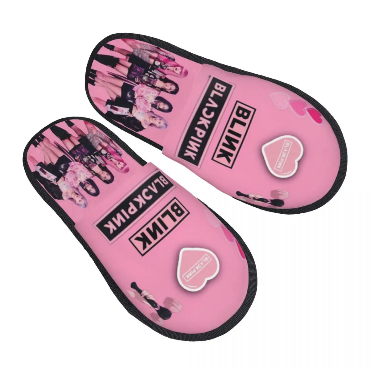 Custom Kpop Bp Black Pink Soft Memory Foam House Slippers Women Cozy Warm Anti-Skid Slipper