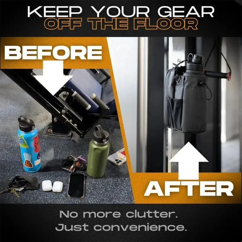 حقيبة رياضية مغناطيسية مع حامل زجاجة مياه - تصميم حقيبة الأكمام تحافظ على عناصرك من أرضية الصالة الرياضية القذرة وتخزين رياضي متين