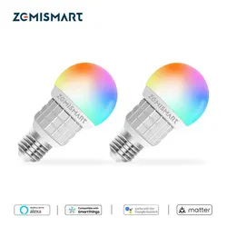 Zemismart Matter Over WiFi 7W Smart LED Light Bulb RGBCW E27 Dimmable Lighting SmartThings Siri Alexa Google Home Voice