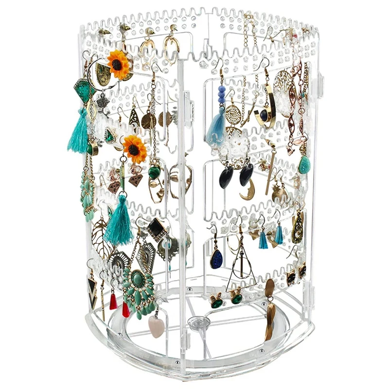 

360 Rotating Earring Holder Stand Clear Earrings Organizer, Acrylic Jewelry Storage Display Rack For Earrings Bracelets