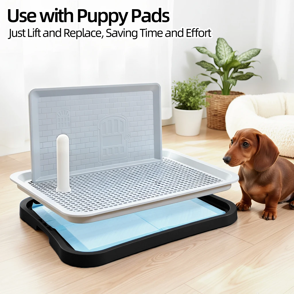 Hundetoilette mit Schutzgitter, Einfache Reinigung, Indoor-Hundeklo mit Abnehmbarer Halterung für Kaninchenkäfige, Kätzchen und Hauskatzen – Detail 7